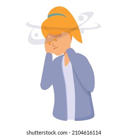 Neurology headache icon cartoon vector. Brain pain. Dizziness cold