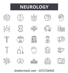 Neurology line icons, signs set, vector. Neurology outline concept, illustration: neurology,brain,human,mind,intelligence,idea