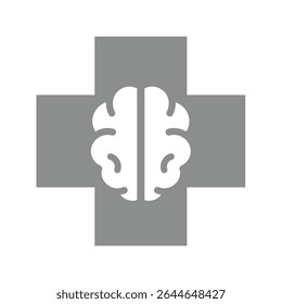 Neurology medical clinic with brain. Neurological or neurologic hospital and treatment vector icon.