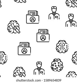 Neurology Medicine Seamless Pattern Vector Thin Line. Illustrations