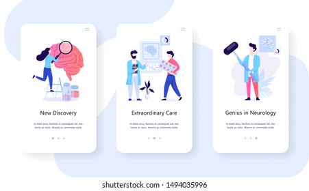 Neurology mobile web banner concept. Idea of medical treatment and doctor care. Flat vector illustration