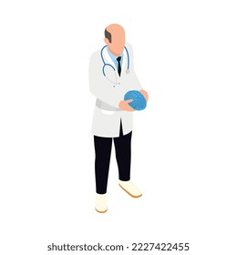 Neurology and neural surgery isometric composition with medical innovations isolated image vector illustration