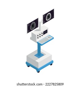 Neurology and neural surgery isometric composition with medical innovations isolated image vector illustration