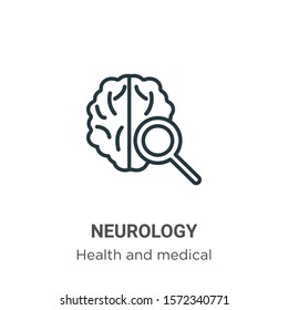 Neurology outline vector icon. Thin line black neurology icon, flat vector simple element illustration from editable health and medical concept isolated on white background