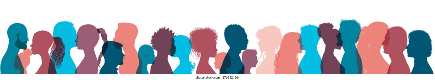 Neurology and psychiatry psychology concept.Silhouette human heads group people profile.Mental health education therapy. Cognition intelligence and memory.Thinking person. Help assistance