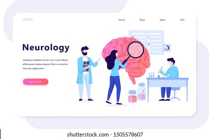 Neurology web banner concept. Idea of medical treatment and doctor care. Flat vector illustration