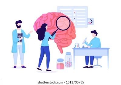 Neurology web banner concept. Idea of medical treatment and doctor care. Flat vector illustration