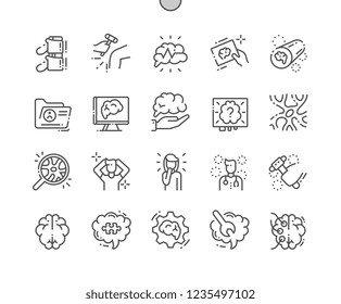 Neurology Well-crafted Pixel Perfect Vector Thin Line Icons 30 2x Grid for Web Graphics and Apps. Simple Minimal Pictogram