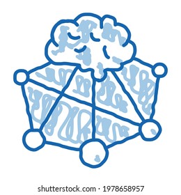 neuromarketing brain sketch icon vector. Hand drawn blue doodle line art neuromarketing brain sign. isolated symbol illustration