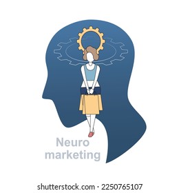 Neuromarketing communication psychology market research with people brain strategy and analyzing customer insight behavior and Emotional response to selling products ,Vector illustration.