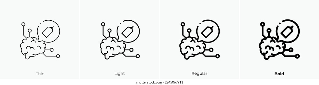 Neuromarketing-Symbol. Thin, hellrosa und feines Design einzeln auf weißem Hintergrund