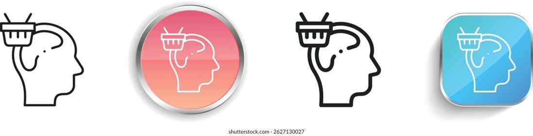 icono de neuromarketing. Diseño de estilo lineal delgado, regular y de Botón aislado sobre fondo blanco
