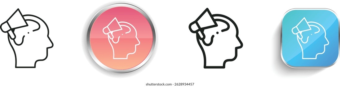 ícone de neuromarketing. Design fino, linear, regular e estilo botão isolado no fundo branco