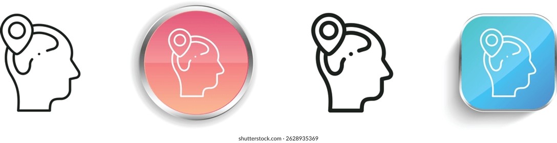 Neuromarketing-Symbol. Design mit dünnen Linien, regelmäßigen Linien und Schaltflächen einzeln auf weißem Hintergrund