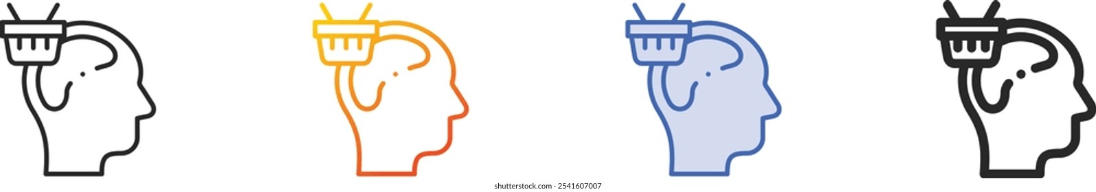 icono de neuromarketing. Diseño lineal delgado, degradado, trazo azul y estilo audaz aislado sobre fondo blanco