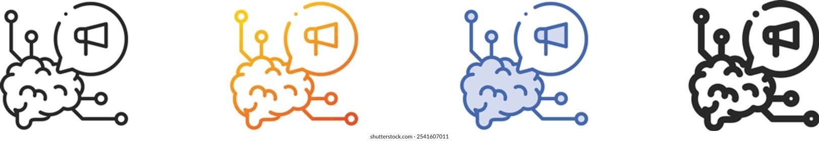 neuromarketing icon.Thin Linear, Gradient, Blue Stroke and bold Style Design Isolated On White Background