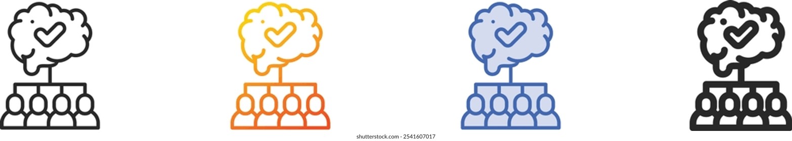 ícone de neuromarketing. Linear fino, gradiente, traço azul e negrito Design de estilo isolado no fundo branco