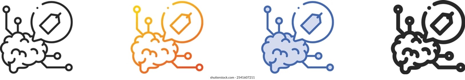 neuromarketing icon.Thin Linear, Gradient, Blue Stroke and bold Style Design Isolated On White Background