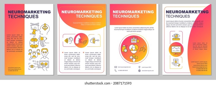 Neuromarketing methods brochure template. Customer senses impact. Flyer, booklet, leaflet print, cover design with linear icons. Vector layouts for presentation, annual reports, advertisement pages