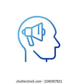 Neuromarketing pixel perfect gradient linear vector icon. Consumer neuroscience. Purchasing behavior research. Thin line color symbol. Modern style pictogram. Vector isolated outline drawing