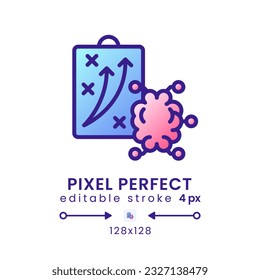 Neuromarketing strategies gradient fill desktop icon. Consumer behavior. Brain activity. Pixel perfect 128x128, outline 4px. Modern colorful linear symbol. Vector isolated editable RGB element