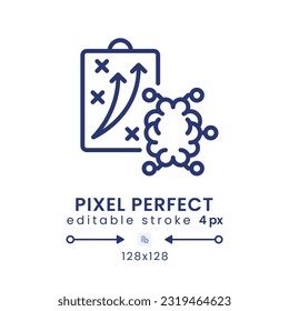 Neuromarketing strategies linear desktop icon. Consumer behavior. Brain activity. Pixel perfect 128x128, outline 4px. GUI, UX design. Isolated user interface element for website. Editable stroke