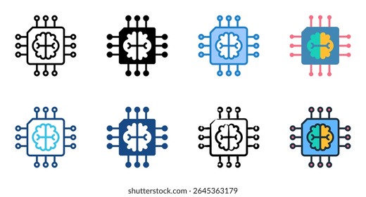 Neuromorphic Computing icon set multiple style collection 
