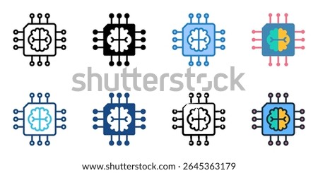 Neuromorphic Computing icon set multiple style collection 
