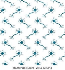 Neuron Anatomy seamless pattern isolated on white background