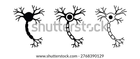 Neuron Brain Cell Nervous System Icon Set Vector