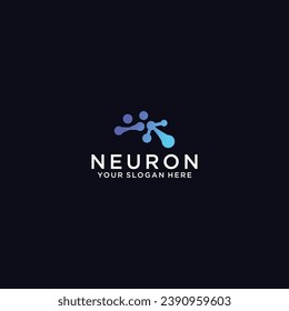 neuron brain logo icon with dots concept.