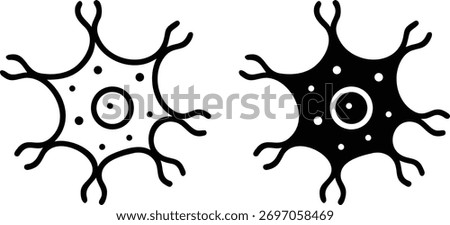 Neuron Cell Icon – Nerve Network, Brain Cell, and Neural Connection Symbol or Vector Silhouette..eps