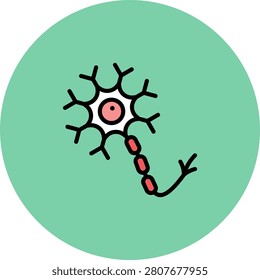Neuron Cell Icons, Color Outline Style