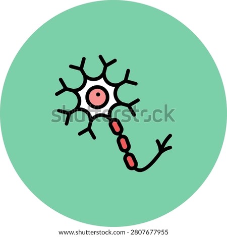 Neuron Cell Icons, Color Outline Style