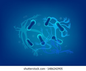 Neuron cells with long axons. Vector illustartion.