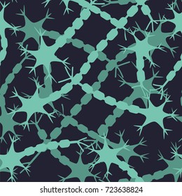 Neuron cells seamless pattern. Stock vector illustration of neural network view. Medicine and biology collection.