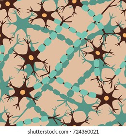 Neuron cells seamless pattern. Stock vector illustration of neural network view. Medicine and biology collection