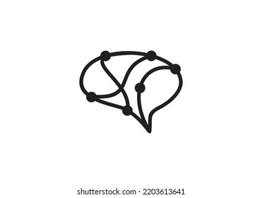 neuron connection logo design, Human brain icon innovation intelligence vector illustration.