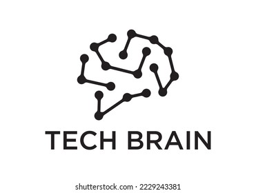 neuron connection logo design, Human brain icon innovation intelligence vector illustration.