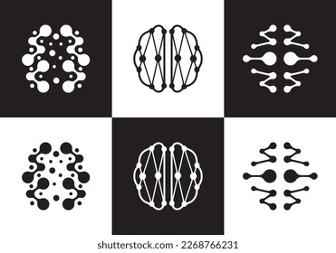 neuron connection logo design, Human brain icon innovation intelligence vector illustration.