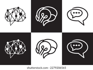 neuron connection logo design, Human brain icon innovation vector graphic.