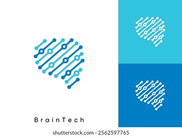 neuron connection logo. human brain technology vector design concept