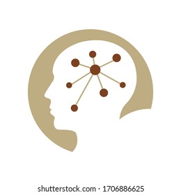 neuron connection think idea concept Brain Logo Brainstorm power silhouette design vector template