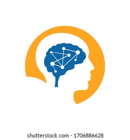 neuron connection think idea concept Brain Logo Brainstorm power silhouette design vector template