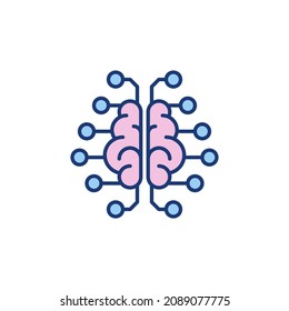 Neuron Connections In Human Brain Colored Icon - Vector Synapse Concept Modern Sign