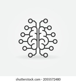 Conexiones neuronales en el cerebro humano icono de línea delgada - símbolo lineal de concepto vector
