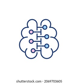 Neuron Connections in Human Brain vector colored modern icon or symbol