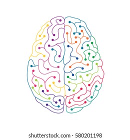 Neuron Electric Human Brain Line Art Illustration