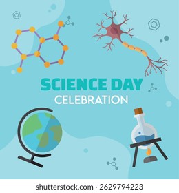 Neuron and globe science art. Vector illustration