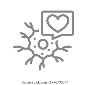 Neuron With Heart In Speech Bubble Line Icon. Healthy Neural Tissue Symbol